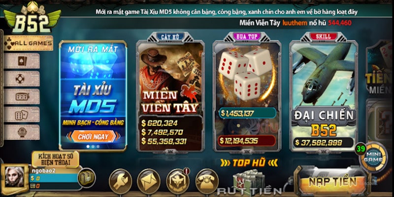 Những trò chơi nổi bật tại game bài B52